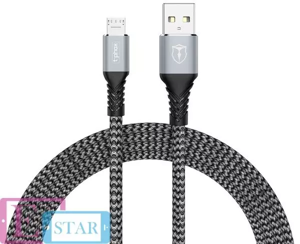 Кабель T-PHOX Jagger T-M814 Micro USB - 1m Grey (Сірий) Кабель T-PHOX Jagger T-M814 Micro USB - 1m Grey (Сірий)