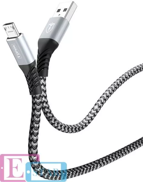 Кабель T-PHOX Jagger T-M814 Micro USB - 1m Grey (Сірий) Кабель T-PHOX Jagger T-M814 Micro USB - 1m Grey (Сірий)