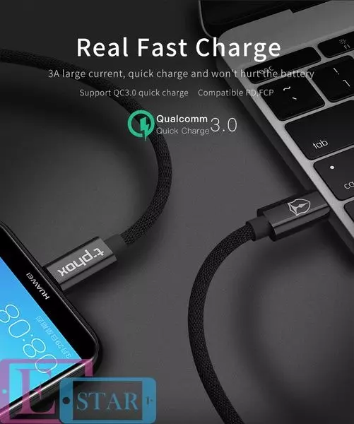 Кабель T-PHOX Speed ​​T-CC811 Type-C to Type-C 2.0 - 1m Black (Чорний) T-CC811 Black