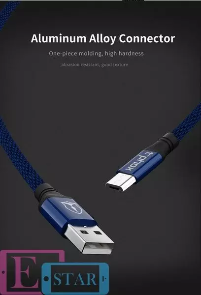 Кабель T-PHOX Speed T-M810 Micro USB - 1.2m Blue (Синій) T-M810 Blue Кабель T-PHOX Speed T-M810 Micro USB - 1.2m Blue (Синій) T-M810 Blue