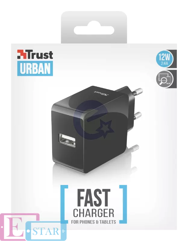 Сетевое зарядное устройство Trust URBAN 12W Wall Fast Charger Black (Черный) 21710