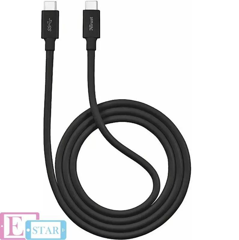 Кабель Trust URBAN USB 3.1 Type-C to Type-C 5 Gbps PD2.0 1m Black (Чорний) 21177 Кабель Trust URBAN USB 3.1 Type-C to Type-C 5 Gbps PD2.0 1m Black (Чорний) 21177