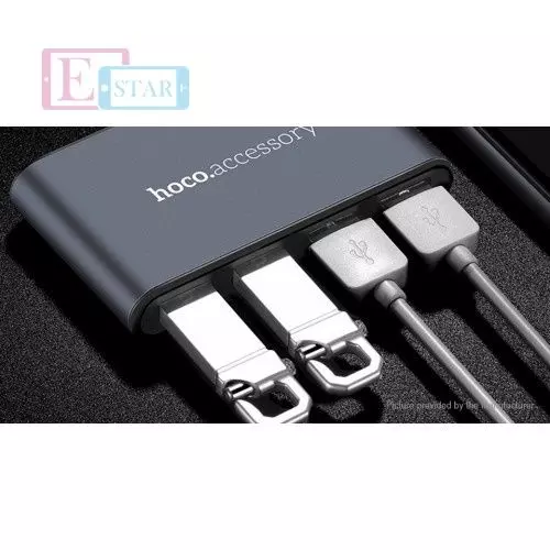 USB хаб Hoco HB3 to 4USB Gray (Сірий) USB хаб Hoco HB3 to 4USB Gray (Сірий)