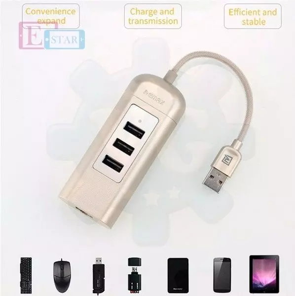USB хаб Remax RU-U4 Cati Type-C 2.0 3USB With Gigabit Ethrenet Port Gold (Золотой) USB хаб Remax RU-U4 Cati Type-C 2.0 3USB With Gigabit Ethrenet Port Gold (Золотой)