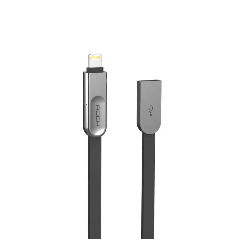 Высокоскоростной кабель для зарядки Rock Cobblestone 2 in 1 Lightning + Micro USB Charge&Sync для смартфонов 1 м Black (Черный) Высокоскоростной кабель для зарядки Rock Cobblestone 2 in 1 Lightning + Micro USB Charge&Sync для смартфонов 1 м Black (Черный)