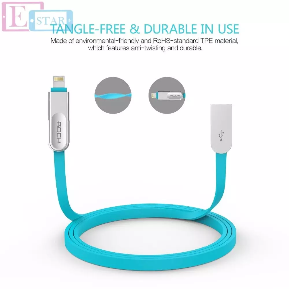 Высокоскоростной кабель для зарядки Rock Cobblestone 2 in 1 Lightning + Micro USB Charge&Sync для смартфонов 1 м Black (Черный) Высокоскоростной кабель для зарядки Rock Cobblestone 2 in 1 Lightning + Micro USB Charge&Sync для смартфонов 1 м Black (Черный)