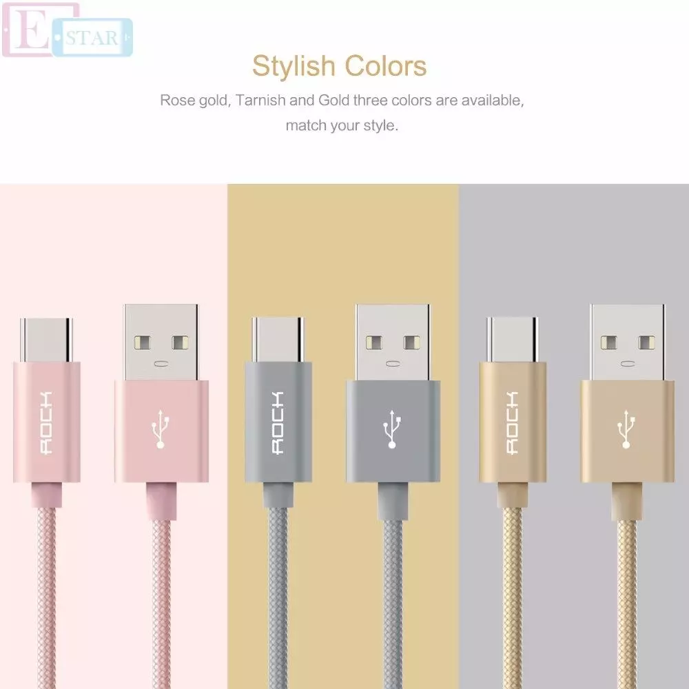Высокоскоростной кабель для зарядки и передачи данных Rock USB - Type C для смартфонов и телефона 1.8 м Rose Gold (Розовое Золото) Высокоскоростной кабель для зарядки и передачи данных Rock USB - Type C для смартфонов и телефона 1.8 м Rose Gold (Розовое Золото)