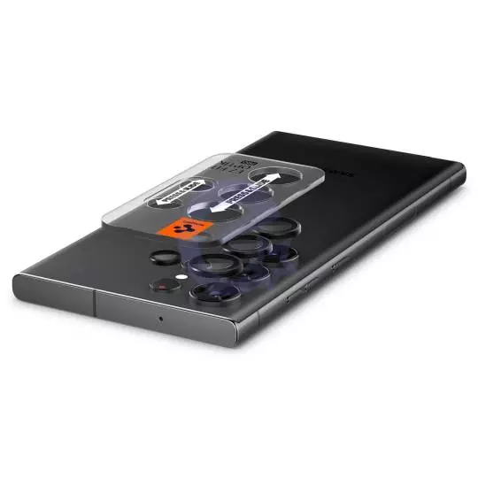 Защитное стекло для камеры Spigen Optik TR EZ FIT (2 шт. в комплекте) для Samsung Galaxy S23 Ultra Black (Черный) AGL05950