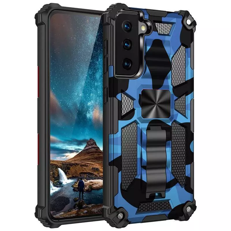 Протиударний чохол бампер для Motorola Moto E13 Anomaly Hybrid Armor (вбудована підставка) Army Blue (Армійський Синій)