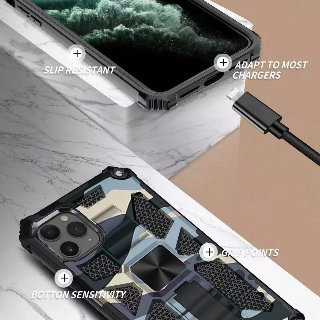 Протиударний чохол бампер для Motorola Moto E13 Anomaly Hybrid Armor (вбудована підставка) Army Blue (Армійський Синій)