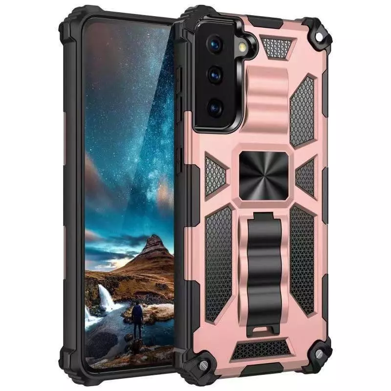 Противоударный чехол бампер для Xiaomi Redmi A1 Plus / Redmi A2+ Anomaly Hybrid Armor (встроенная подставка) Rose Gold (Розовое Золото)