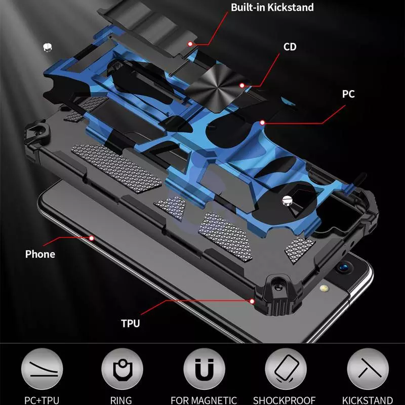 Протиударний чохол бампер для ZTE Blade V40 Pro Anomaly Hybrid Armor (вбудована підставка) Red (Червоний)