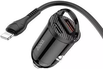 Адаптер автомобільний Hoco Type-C to Lightning Cable Link car charger NZ2 1USB/1Type-C, QC/PD, 30W Black (Чорний) Адаптер автомобільний Hoco Type-C to Lightning Cable Link car charger NZ2 1USB/1Type-C, QC/PD, 30W Black (Чорний)