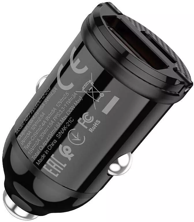 Адаптер автомобільний Hoco Type-C to Lightning Cable Link car charger NZ2 1USB/1Type-C, QC/PD, 30W Black (Чорний) Адаптер автомобільний Hoco Type-C to Lightning Cable Link car charger NZ2 1USB/1Type-C, QC/PD, 30W Black (Чорний)