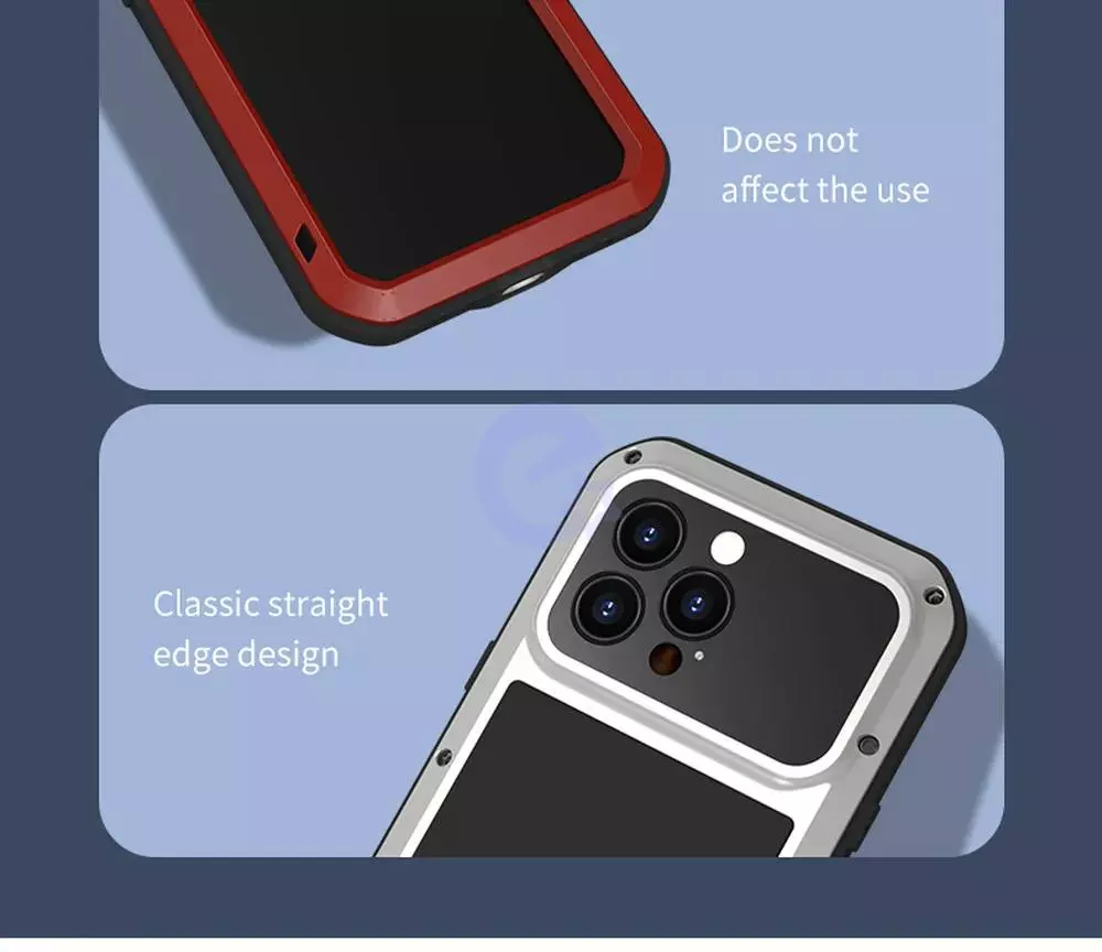 Противоударный чехол бампер для iPhone 14 Pro Max Love Mei PowerFull (Со стеклом) Red (Красный)