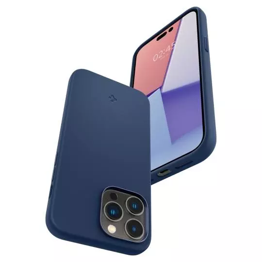 Противоударный чехол бампер Spigen Silicone Fit MagSafe для iPhone 14 Pro Max Navy Blue (Темно Синий) ACS04847