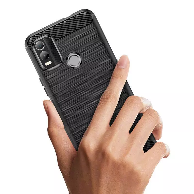 Противоударный чехол бампер для Motorola Moto E13 iPaky Carbon Fiber Blue (Синий)