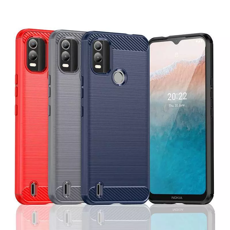 Противоударный чехол бампер для Motorola Moto E13 iPaky Carbon Fiber Blue (Синий)