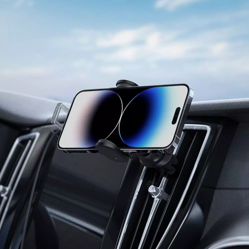 Автомобільний тримач для смартфону Spigen UTS12W OneTap Universal Vent Car Mount Wireless Charger Black (Чорний) ACP05507 Автомобільний тримач для смартфону Spigen UTS12W OneTap Universal Vent Car Mount Wireless Charger Black (Чорний) ACP05507