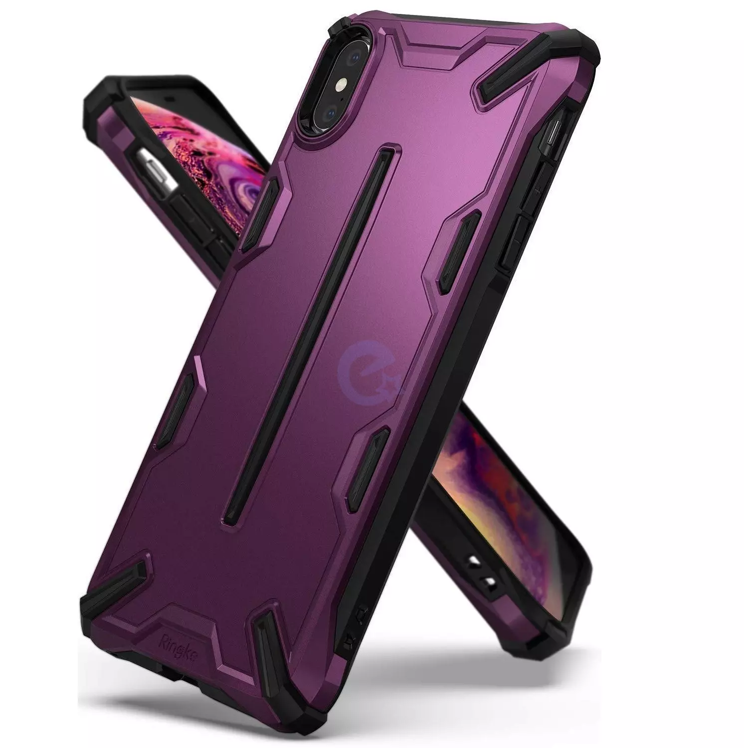 Противоударный чехол бампер Ringke Dual-X для iPhone Xs Max Metallic Purple (Металлический Пурпурный)