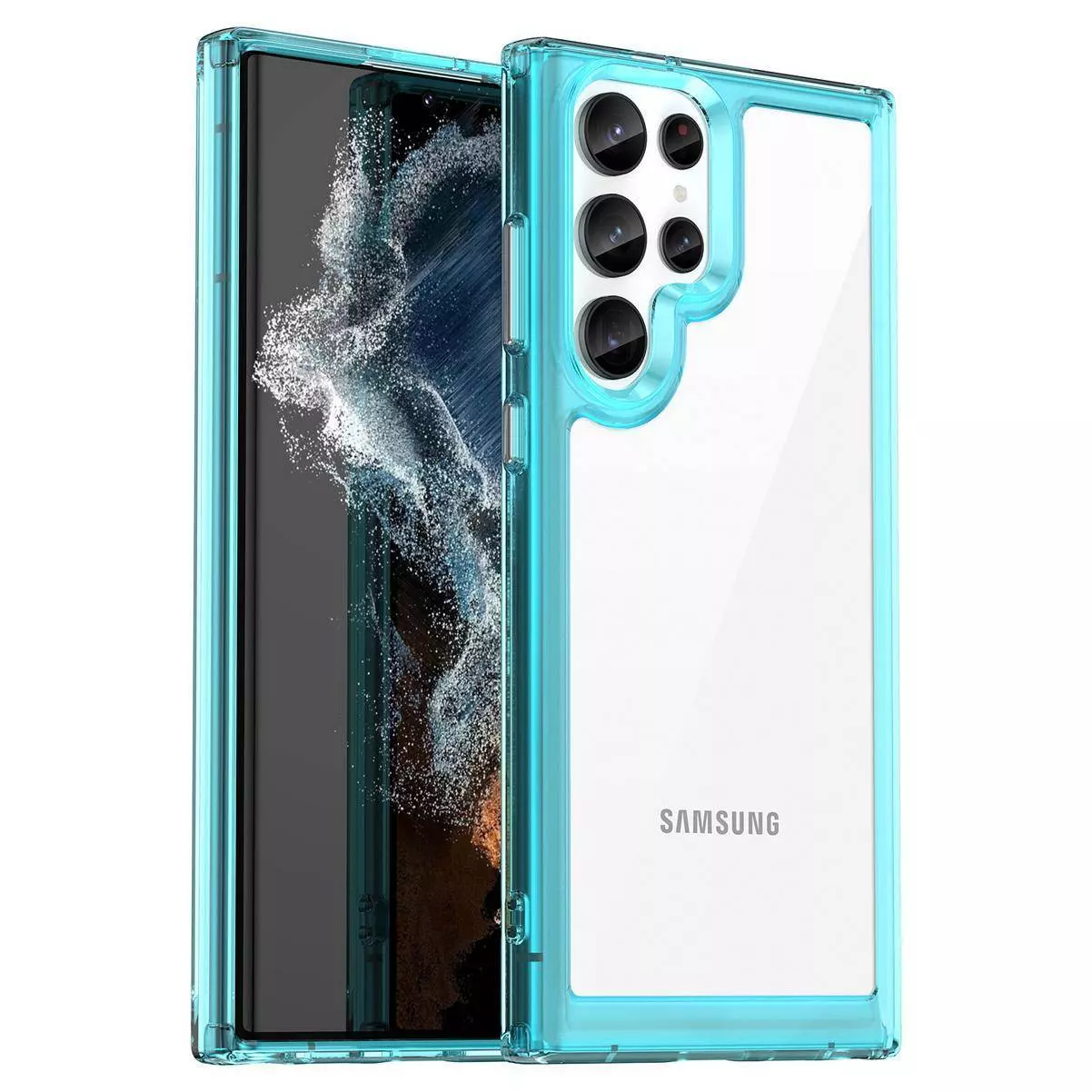 Чехол бампер для Samsung Galaxy S22 Ultra Anomaly Fans Transparent Blue (Прозрачный Синий)