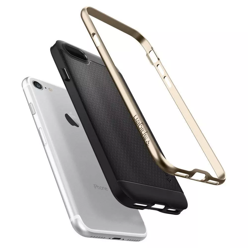 Противоударный чехол бампер Spigen Neo Hybrid для iPhone SE 2022 / iPhone SE 2020 / iPhone 7 / iPhone 8 Gunmetal (Оружейный Метал)