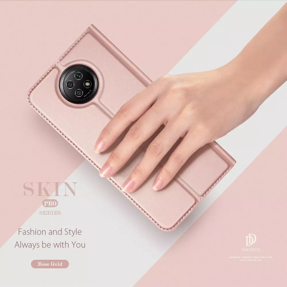 Чехол книжка для Xiaomi Redmi Note 9T Dux Ducis Skin Pro Rose Gold (Розовое Золото)