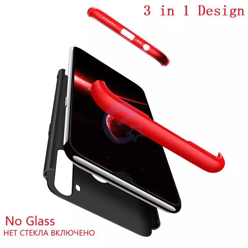 Ультратонкий чехол бампер для Realme C3 GKK Dual Armor Black / Silver (Черный / Серебристый)