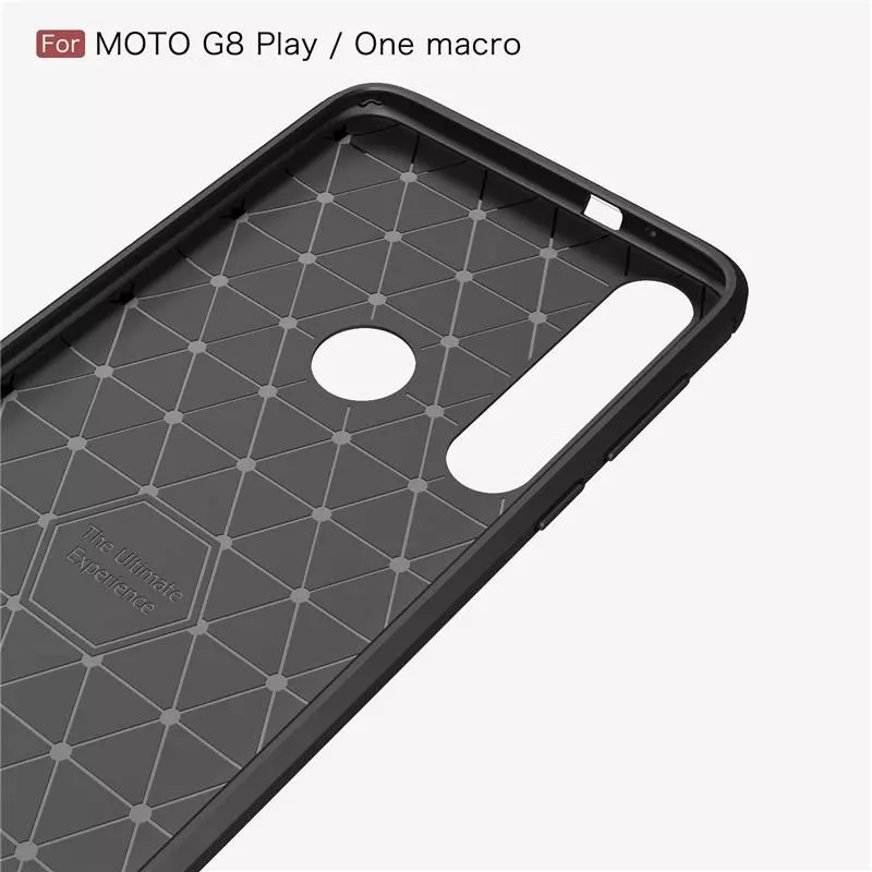 Протиударний чохол бампер для Motorola One Macro / Moto G8 Play iPaky Carbon Fiber Blue (Синій)
