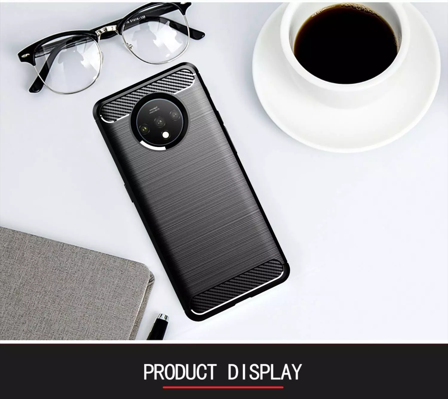 Противоударный чехол бампер для OnePlus 7T iPaky Carbon Fiber Black (Черный)