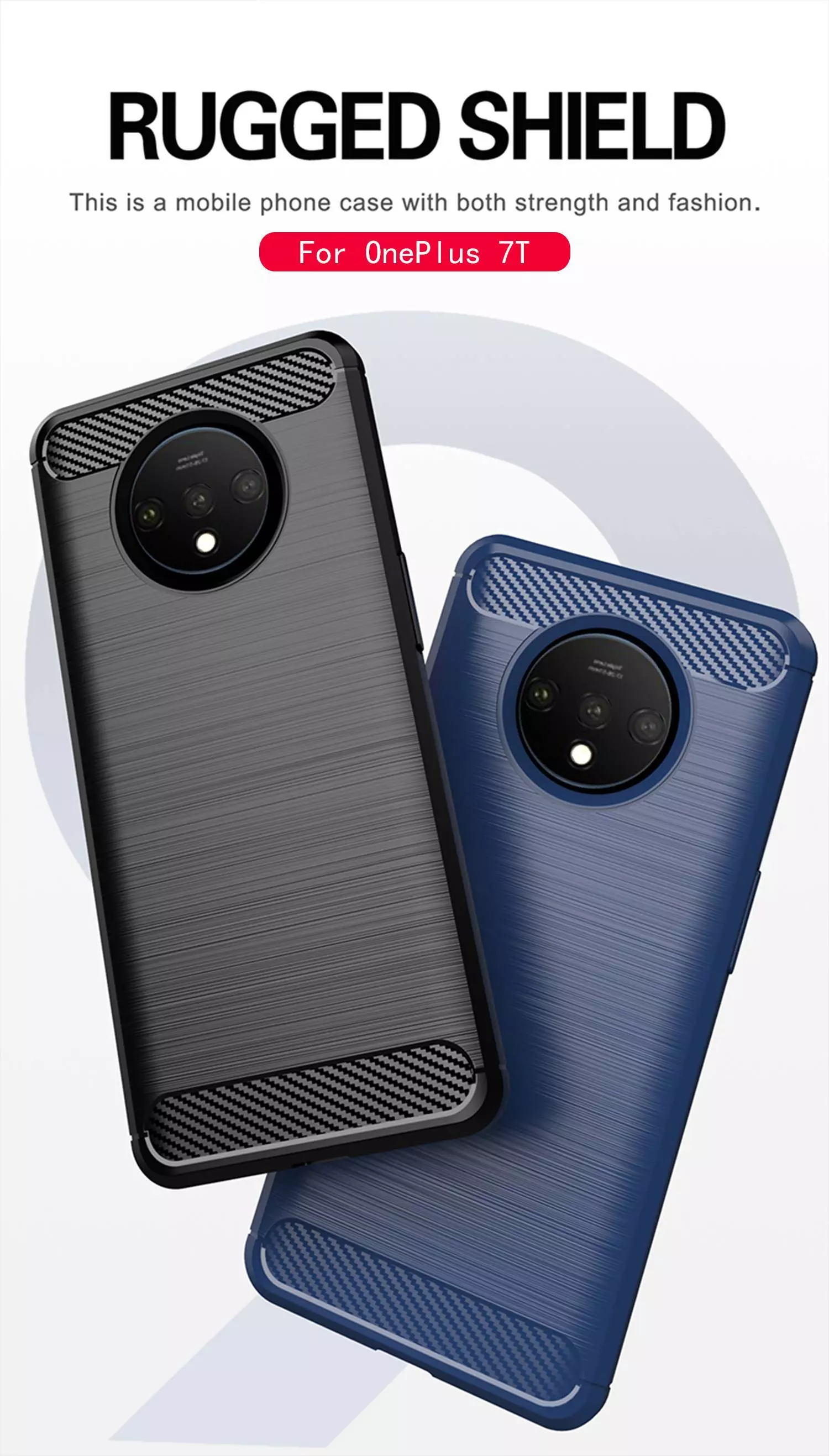 Противоударный чехол бампер для OnePlus 7T iPaky Carbon Fiber Black (Черный)