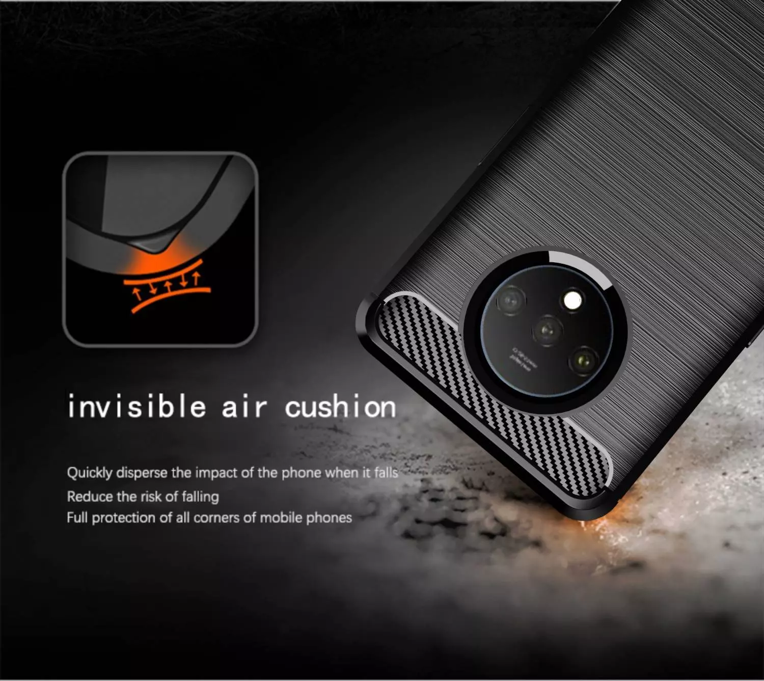 Противоударный чехол бампер для OnePlus 7T iPaky Carbon Fiber Black (Черный)