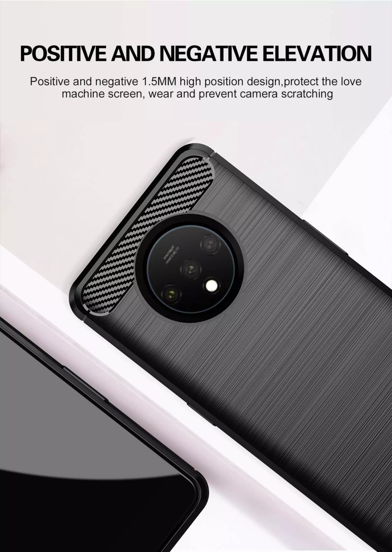 Противоударный чехол бампер для OnePlus 7T iPaky Carbon Fiber Black (Черный)