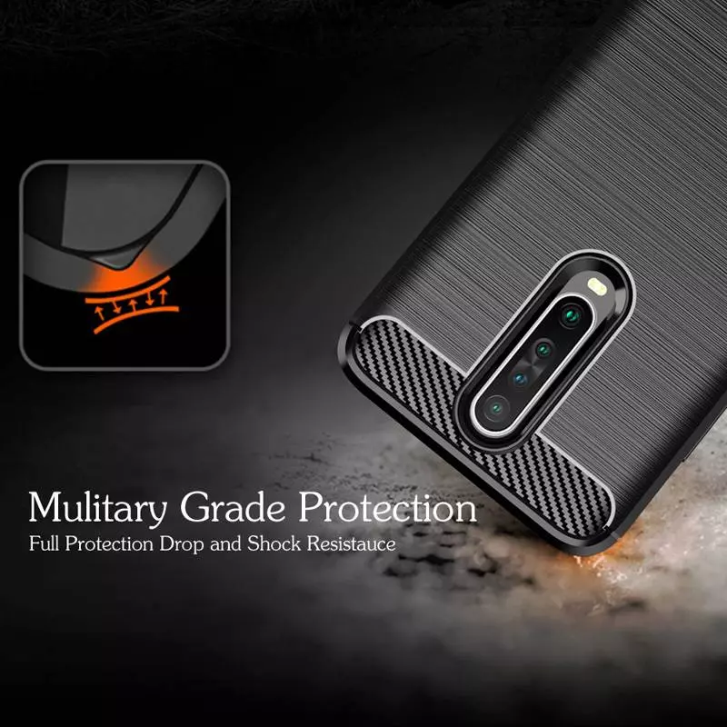 Противоударный чехол бампер для Xiaomi Poco X2 / Redmi K30 iPaky Carbon Fiber Red (Красный)