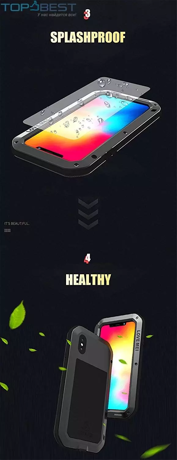 Протиударний чохол бампер Love Mei PowerFull (Зі склом) для iPhone Xs Max Red (Червоний)