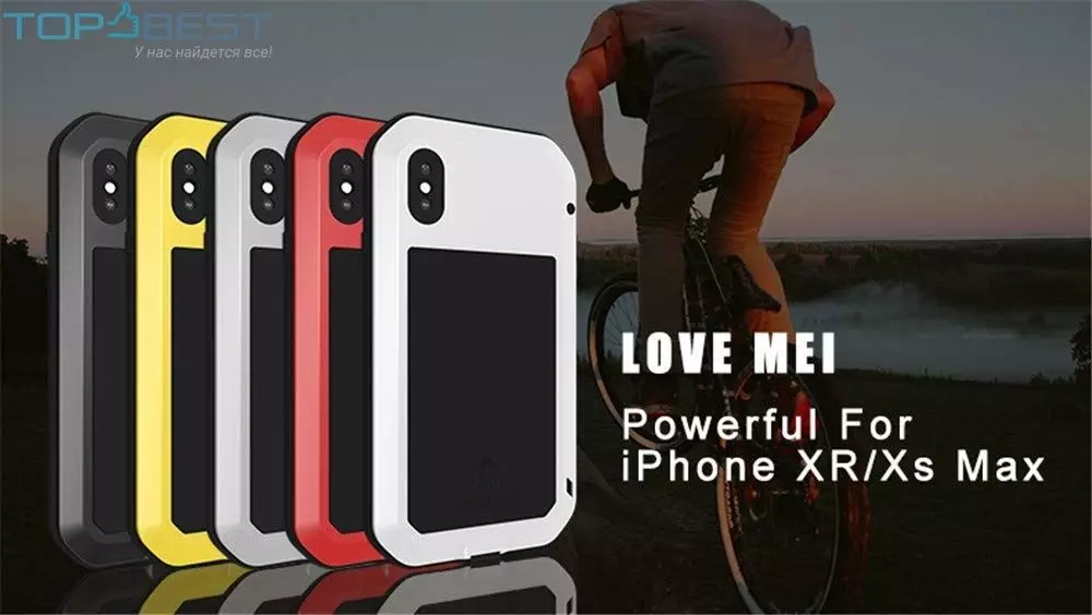 Протиударний чохол бампер Love Mei PowerFull (Зі склом) для iPhone Xs Max Red (Червоний)