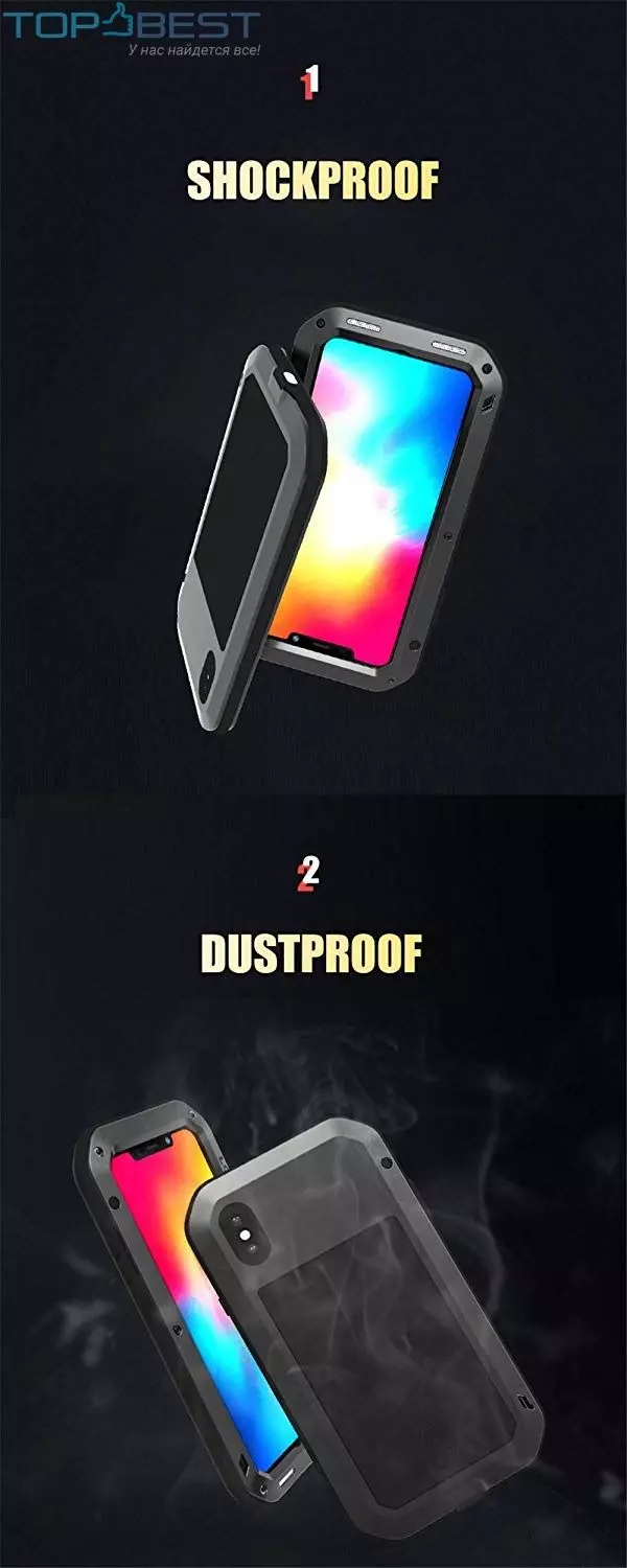 Протиударний чохол бампер Love Mei PowerFull (Зі склом) для iPhone Xs Max Red (Червоний)