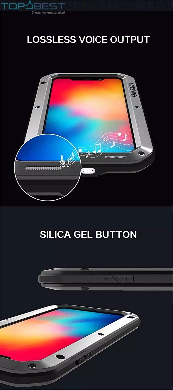 Протиударний чохол бампер Love Mei PowerFull (Зі склом) для iPhone Xs Max Red (Червоний)