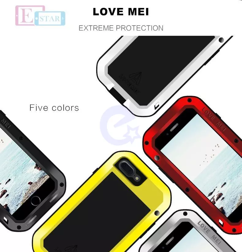 Противоударный чехол бампер Love Mei PowerFull (Со стеклом) для iPhone 7 / iPhone 8 / iPhone SE 2020 / iPhone SE 2022 Yellow (Желтый)