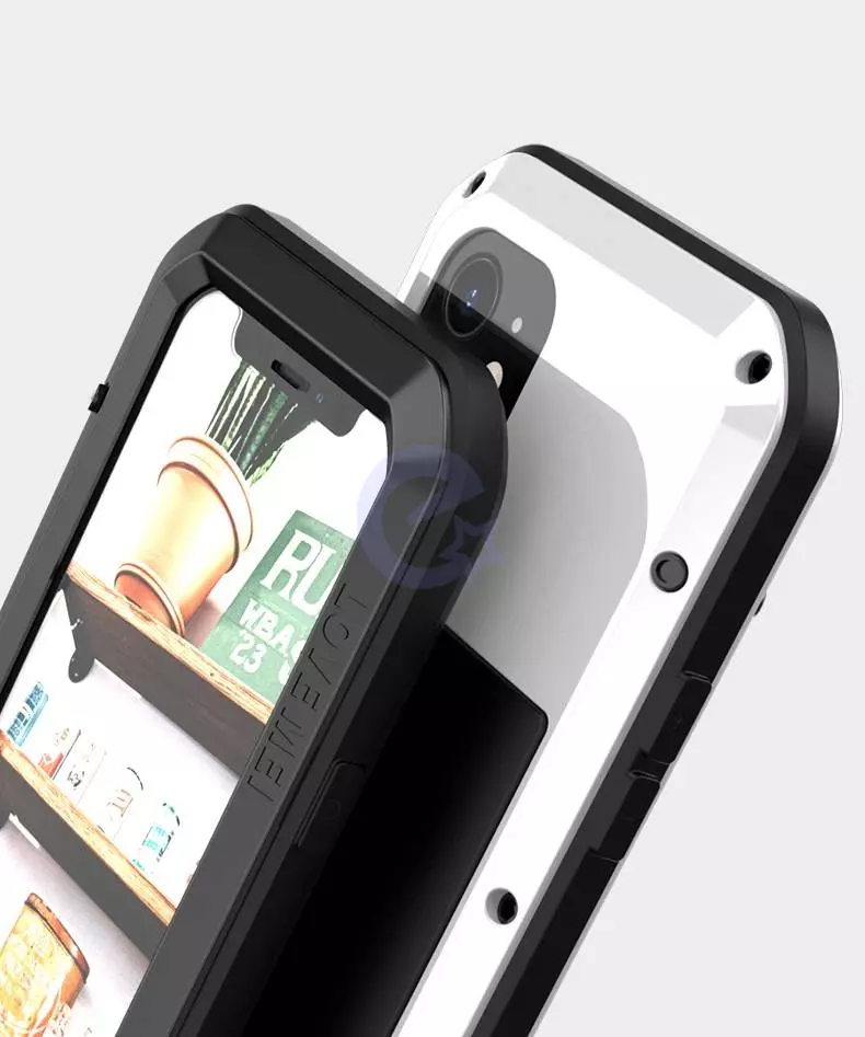 Противоударный чехол бампер Love Mei PowerFull (Со стеклом) для iPhone 12 Black (Черный)