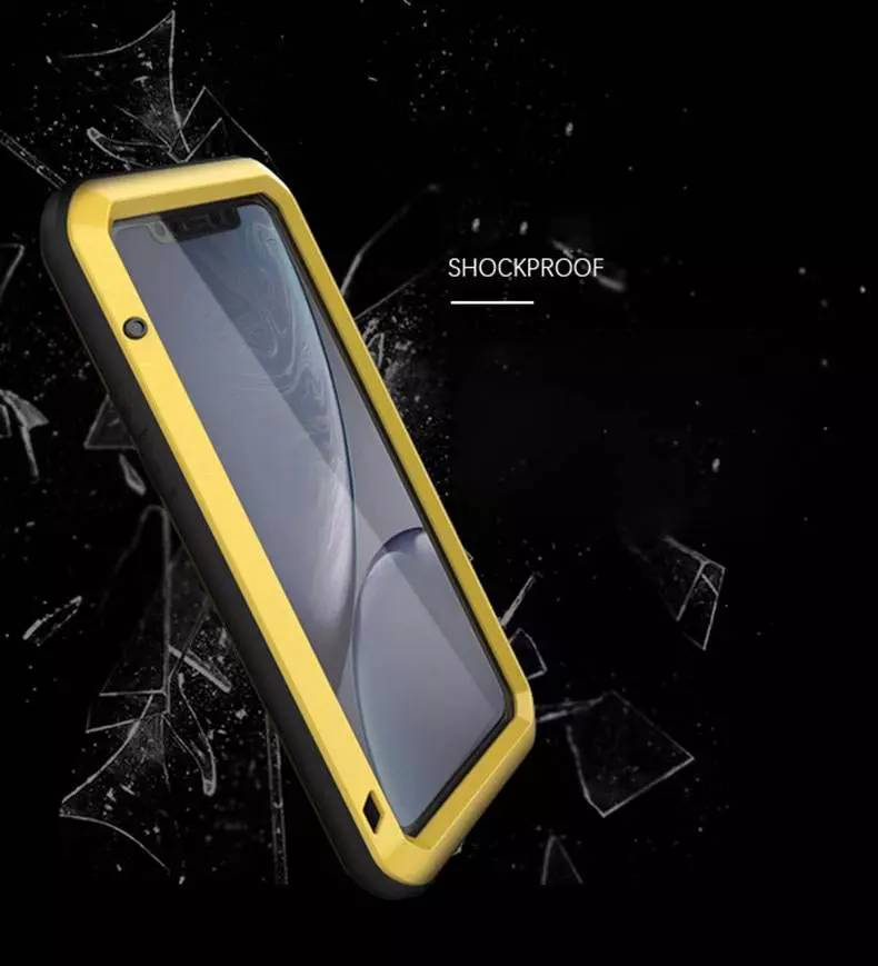 Противоударный чехол бампер Love Mei PowerFull (Со стеклом) для iPhone 11 Pro Yellow (Желтый)