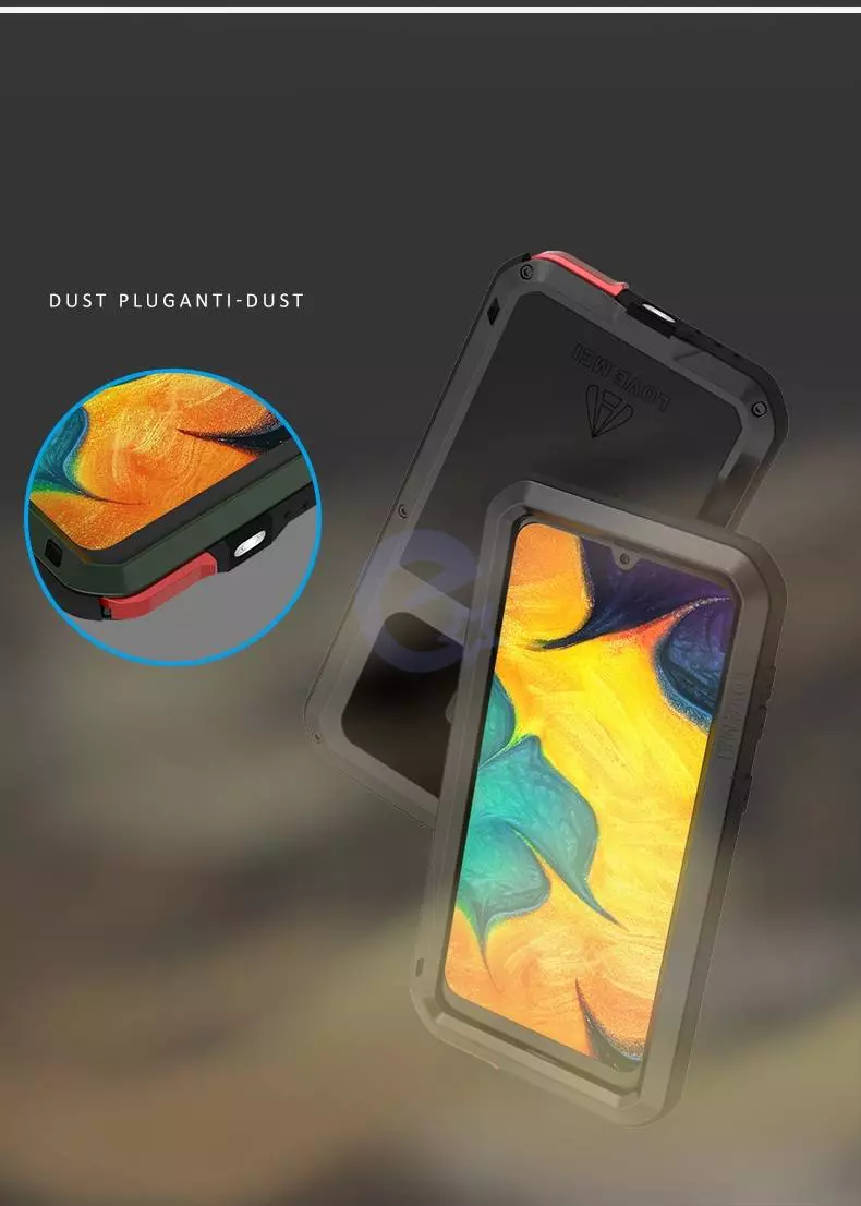 Противоударный чехол бампер Love Mei PowerFull (Со стеклом) для Samsung Galaxy A20 / Galaxy A30 Yellow (Желтый)