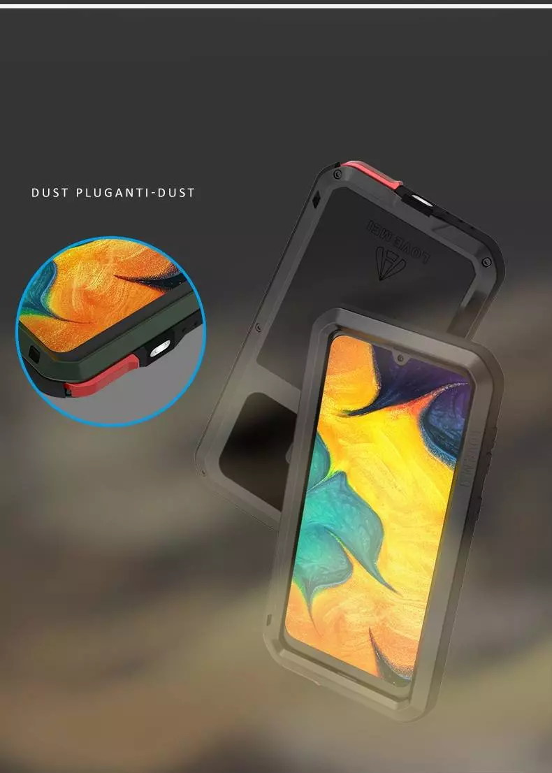 Противоударный чехол бампер Love Mei PowerFull (Со стеклом) для Samsung Galaxy A20 / Galaxy A30 Red (Красный)