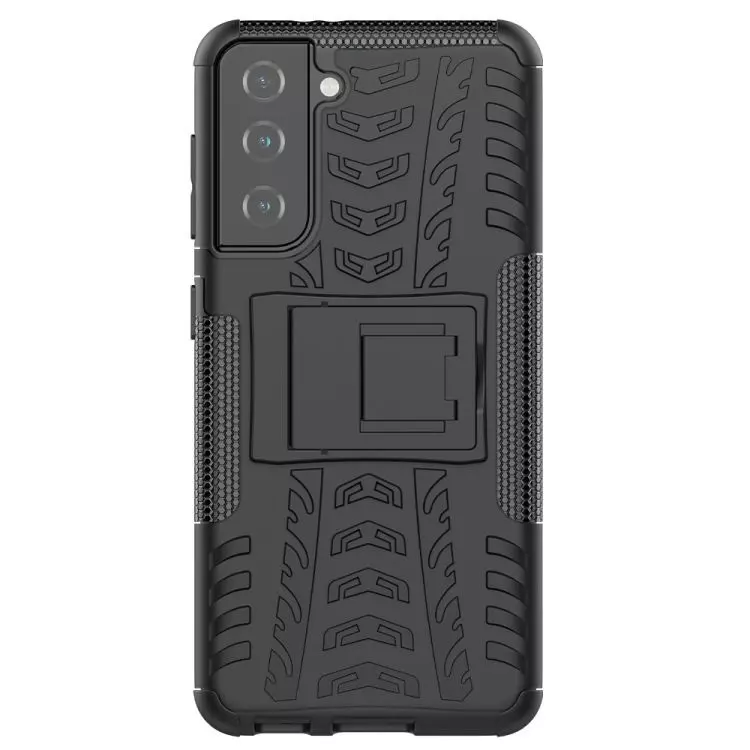 Противоударный чехол бампер для Samsung Galaxy S21 Nevellya Case (встроенная подставка) Black (Черный)