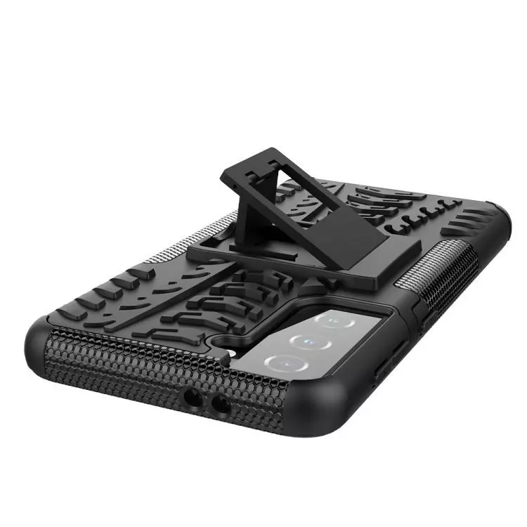 Противоударный чехол бампер для Samsung Galaxy S21 Nevellya Case (встроенная подставка) Black (Черный)