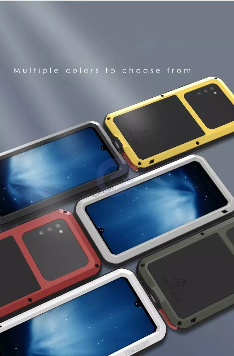 Противоударный чехол бампер Love Mei PowerFull (Со стеклом) для Samsung Galaxy A41 Yellow (Желтый)