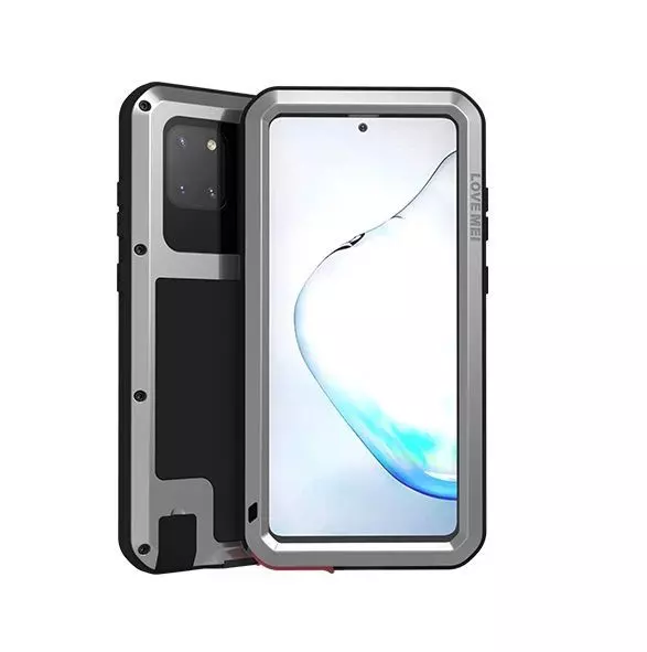 Противоударный чехол бампер Love Mei PowerFull (Со стеклом) для Samsung Galaxy Note 10 Lite Silver (Серебристый) Противоударный чехол бампер Love Mei PowerFull (Со стеклом) для Samsung Galaxy Note 10 Lite Silver (Серебристый)