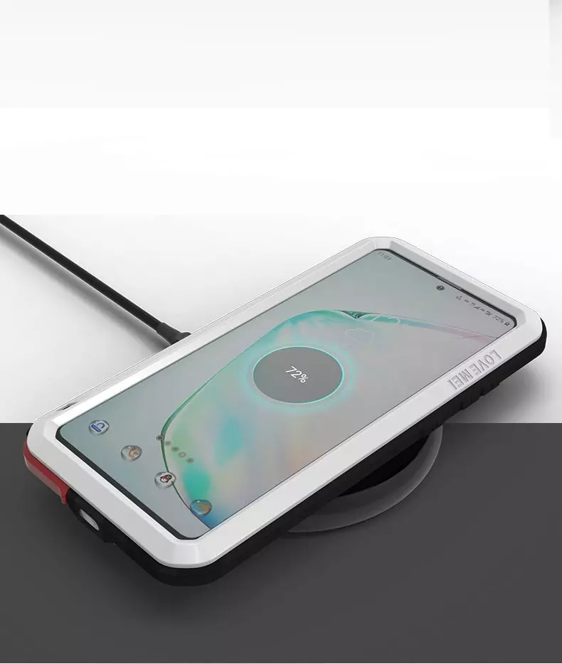 Противоударный чехол бампер Love Mei PowerFull (Со стеклом) для Samsung Galaxy Note 10 Lite Silver (Серебристый) Противоударный чехол бампер Love Mei PowerFull (Со стеклом) для Samsung Galaxy Note 10 Lite Silver (Серебристый)