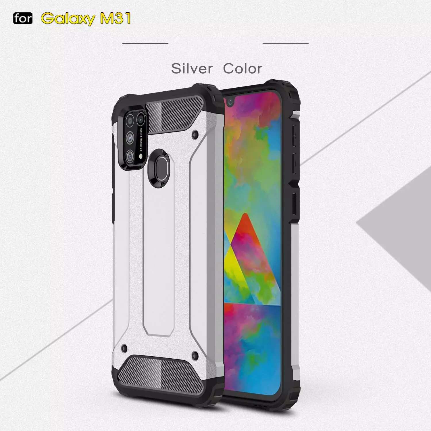 Противоударный чехол бампер для Samsung Galaxy M31 Anomaly Rugged Hybrid Silver (Серебристый)