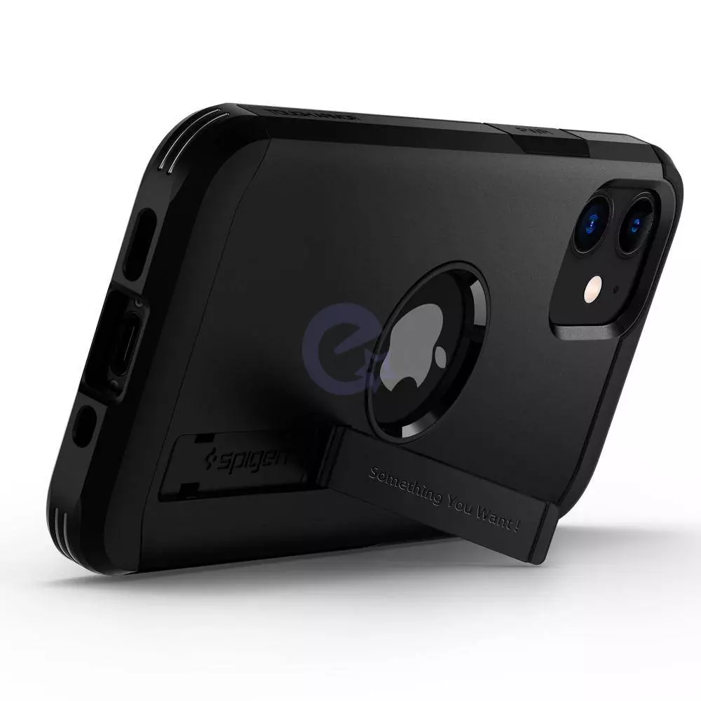 Протиударний чохол бампер Spigen Tough Armor (вбудована підставка) для iPhone 12 / 12 Pro Black (Чорний)